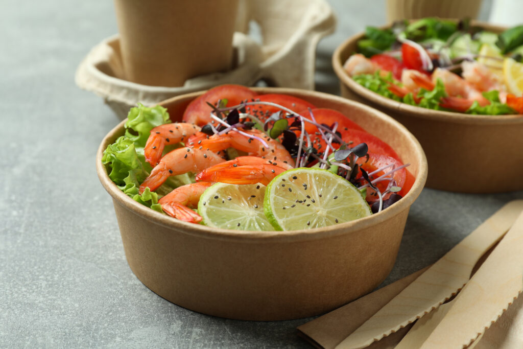concept of tasty eating with shrimp salad close u 2026 01 09 07 32 10 utc