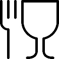 Símbolo de copa y tenedor para contacto alimentario