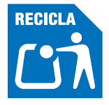 Símbolo recicla contenedor azul