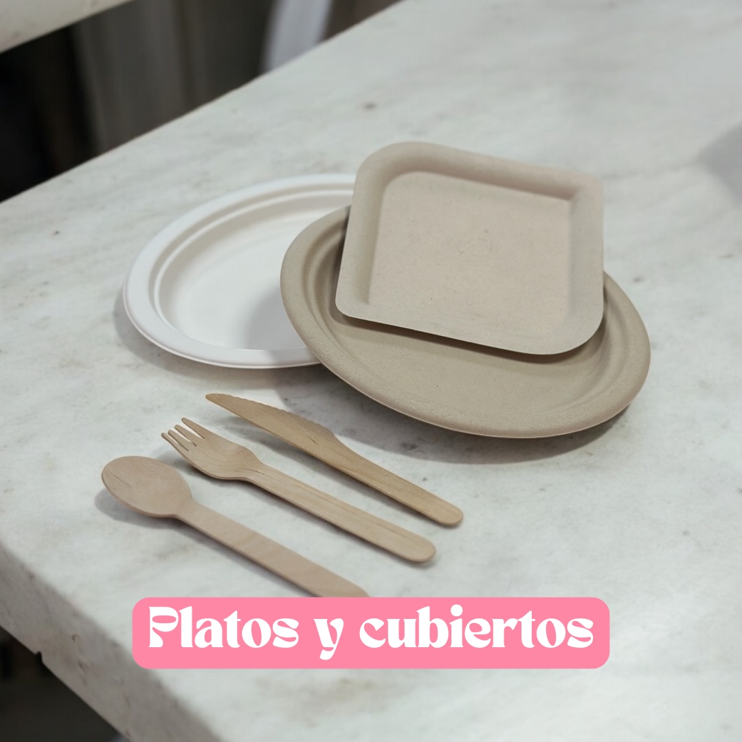 Platos y cubiertos desechables para hotelería