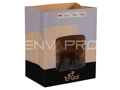 BOLSA PAPEL KRAFT DECORADA CON VENTANA 271 x 225   147 mm GRANDE