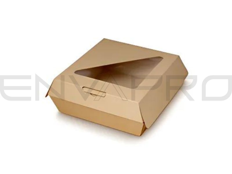 ENVASE CARTON MICROCANAL KRAFT/KRAFT CON VENTANA 140 x 140 x 70 mm