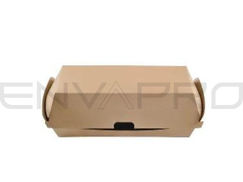 ENVASE CARTON MICROCANAL KRAFT HOT DOG GRANDE 235 x 125 x 75 mm