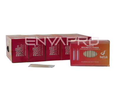 PALILLO REDONDO 2 PUNTAS ENFUNDADO EN TRANSPARENTE 65 mm x 2 mm