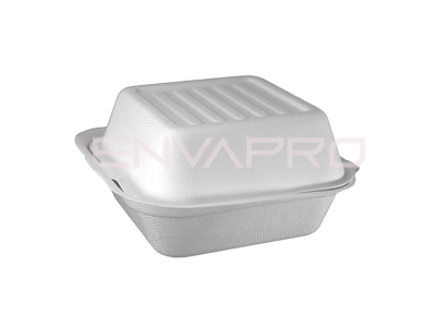 ENVASE HAMBURGUESA CAÑA DE AZUCAR BLANCO 480 ml. 16OZ 155 x 160 x 85 mm.