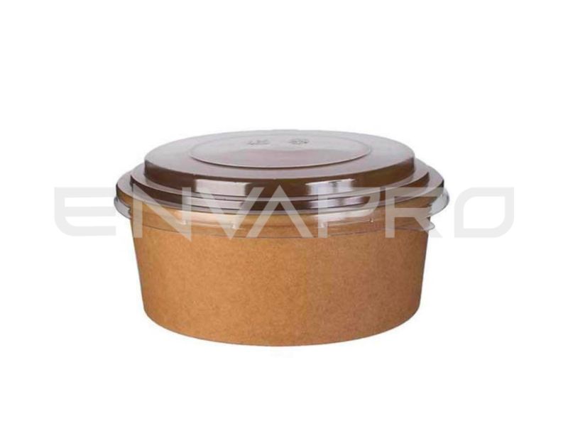 ENSALADERA CARTON KRAFT-KRAFT CON TAPA PET 25 oz 750 ml.