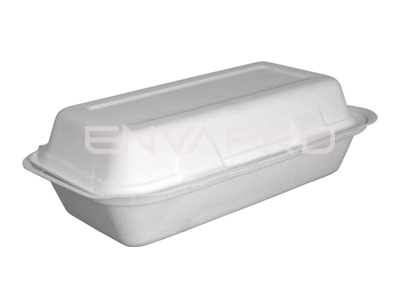 PORTAMENU HOT DOG 1 COMP. CAÑA DE AZUCAR BLANCO 800 ml. 220 x 110 x 70 mm.
