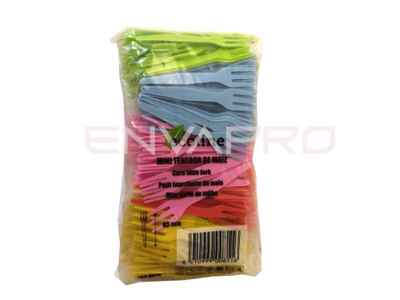 MINI TENEDOR 5 COLORES DE MAIZ BIODEGRADABLES 8 cm