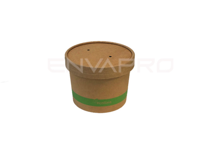 TARRINA SOPERA CON TAPA CARTON KRAFT 12 OZ 360 ML