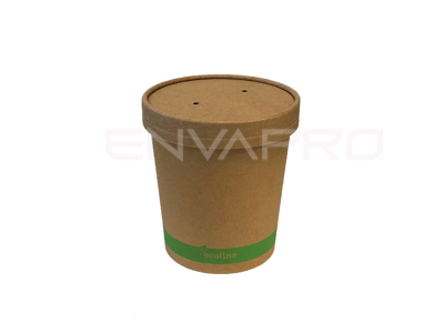 TARRINA SOPERA CON TAPA CARTÓN KRAFT 16 OZ 480 ML