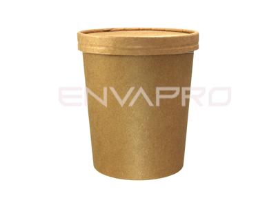 TARRINA SOPERA MÁS TAPA CARTÓN KRAFT MICROONDABLE 32 OZ 960 ML