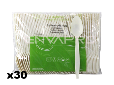 CUCHARA BIODEGRADABLE DE MAIZ 160 mm