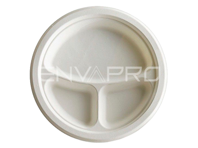 PLATO REDONDO CAÑA DE AZUCAR BLANCO 260 mmØ 3 HUECOS