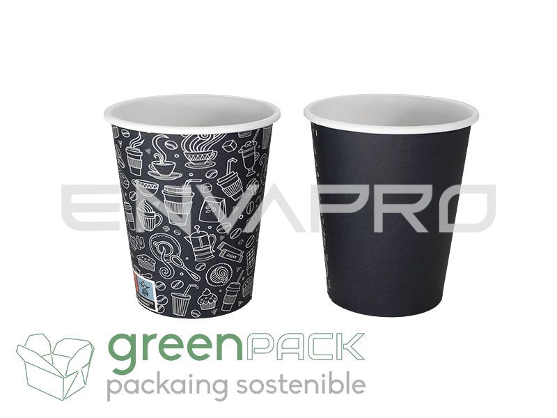 VASO CARTÓN DECORADO PIZARRA 8 oz. 237 ml. GREENPACK