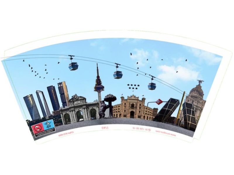 VASO CARTÓN DECORADO MONUMENTO MADRID 8 oz. 237 ml.