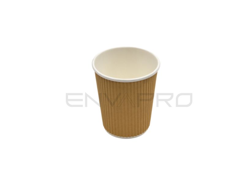 VASO CARTÓN DOBLE PARED ONDULADA KRAFT 8 oz 240 ml BOCA 80 mmØ