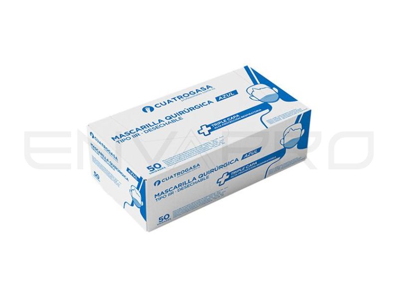 MASCARILLA PP AZUL 3 PLIEGUES 175 x 95 mm