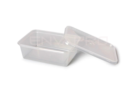 ENVASE RECTANGULAR PP 650 CC TRANSPARENTE 119x168x55 mm SIN TAPA