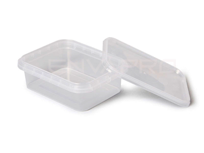 ENVASE RECTANGULAR CIERRE SEGURIDAD 280 CC TRANSPARENTE  SIN TAPA