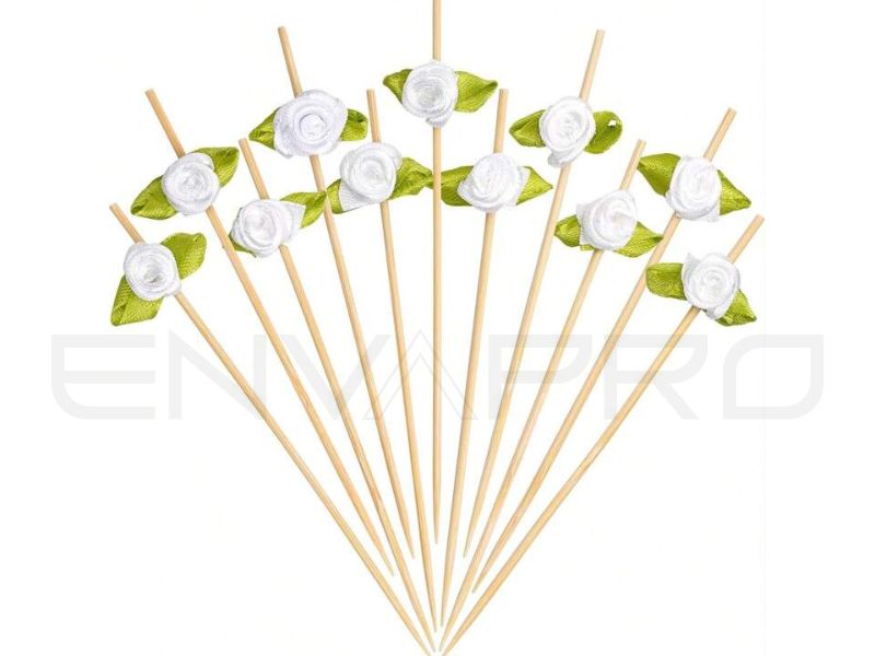 BROCHETA BAMBÚ FLOR BLANCA 120 mm