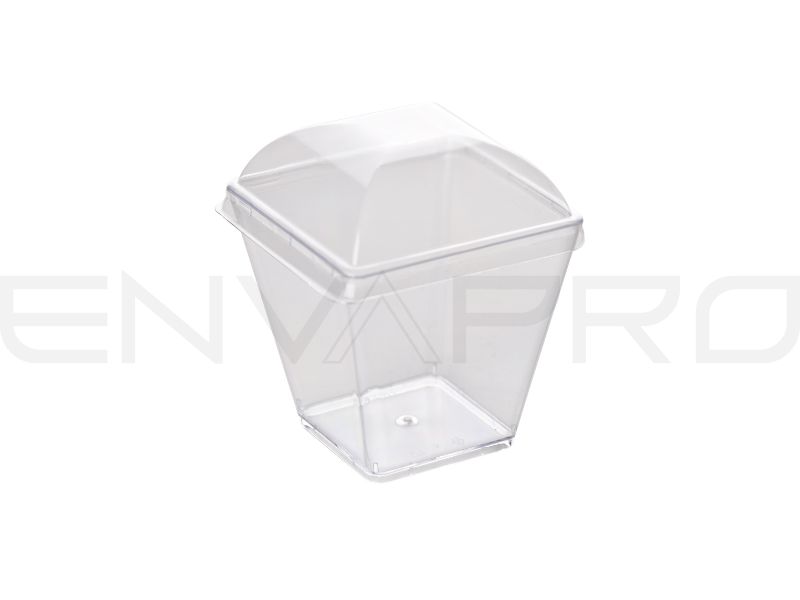 MINI COPA PET CUADRADA TRANSPARENTE 4 oz 64 x 64 x 63 mm