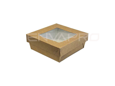 CAJA MÁS TAPA CON VENTANA DE CARTÓN KRAFT/KRAFT 750 ml