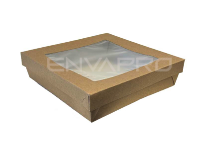 CAJA MÁS TAPA CON VENTANA DE CARTÓN KRAFT/KRAFT 1.000 ml