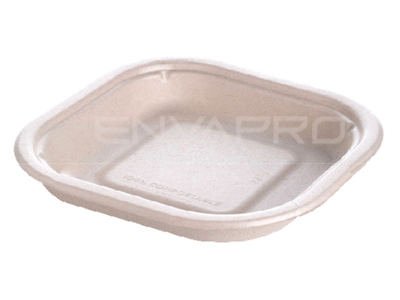 ENVASE CUADRADO DE PULPA DE CAÑA DE AZUCAR 500 cc. 180 x 180 x 30 mm.