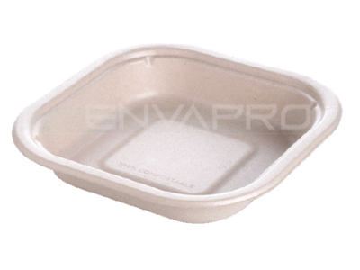 ENVASE CUADRADO DE PULPA DE CAÑA DE AZUCAR 700 cc.180 x 180 x 40 mm.