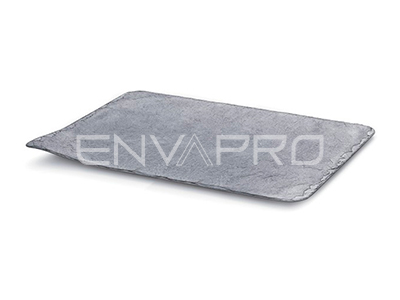 PLATO PLÁSTICO PIZARRA RECTANGULAR GRIS 300 x 140mm PAQ 10UDS