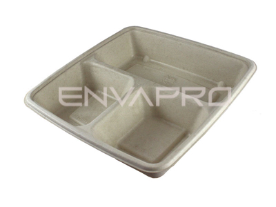 ENVASE CUADRADO PLANO BEPULP - 3 HUECOS 