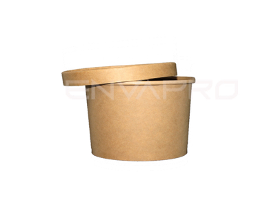 TARRINA SOPERA CARTÓN KRAFT INT/EXT MAS TAPA 8 oz 240 ml COMBO