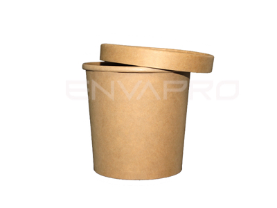 TARRINA SOPERA CARTÓN KRAFT INT/EXT MAS TAPA 12 oz 350 ml COMBO