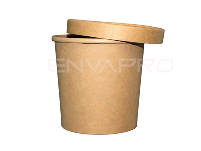 TARRINA SOPERA CARTÓN KRAFT INT/EXT MAS TAPA 25 oz 750 ml COMBO