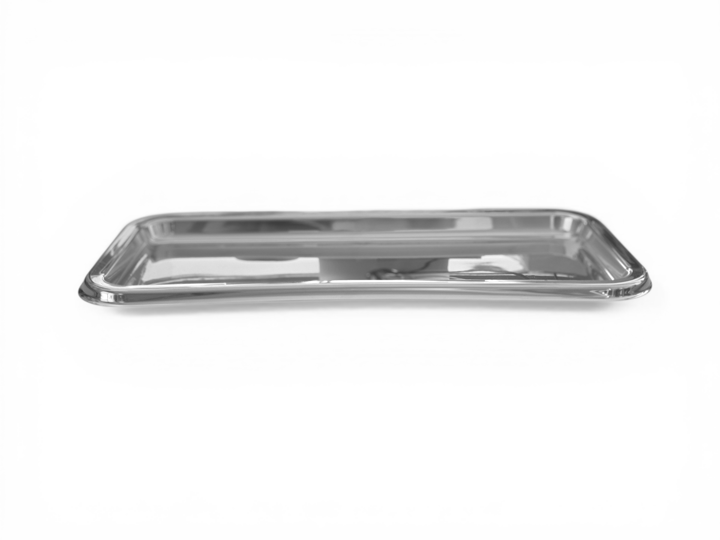 PLATO RECTANGULAR ALARGADO CATERING PET PLATEADA 350 x 160mm