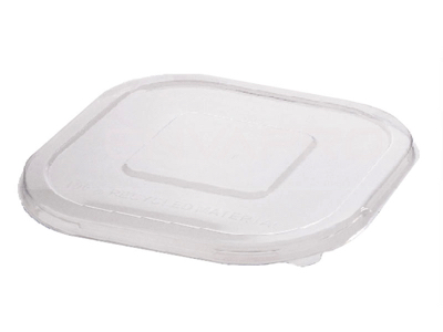 TAPA PLA TRANSPARENTE PARA ENVASE CUADRADO DE PULPA DE CAÑA DE AZUCAR