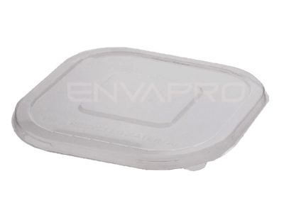 TAPA PP TRANSPARENTE PARA ENVASE CUADRADO DE PULPA DE CAÑA DE AZUCAR 180 x 180 x 15 mm.