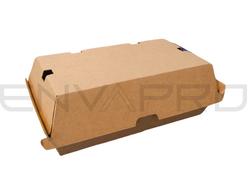 ENVASE HAMBURGUESA COMBO MINIMICRO KRAFT CON VENTILACION250x132x85mm.