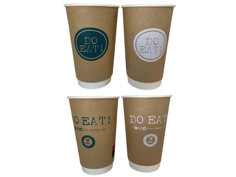 VASO CARTÓN DOBLE PARED KRAFT 16 oz 480 ml BOCA 90mmØ. IMPRESO DO EAT (2121)