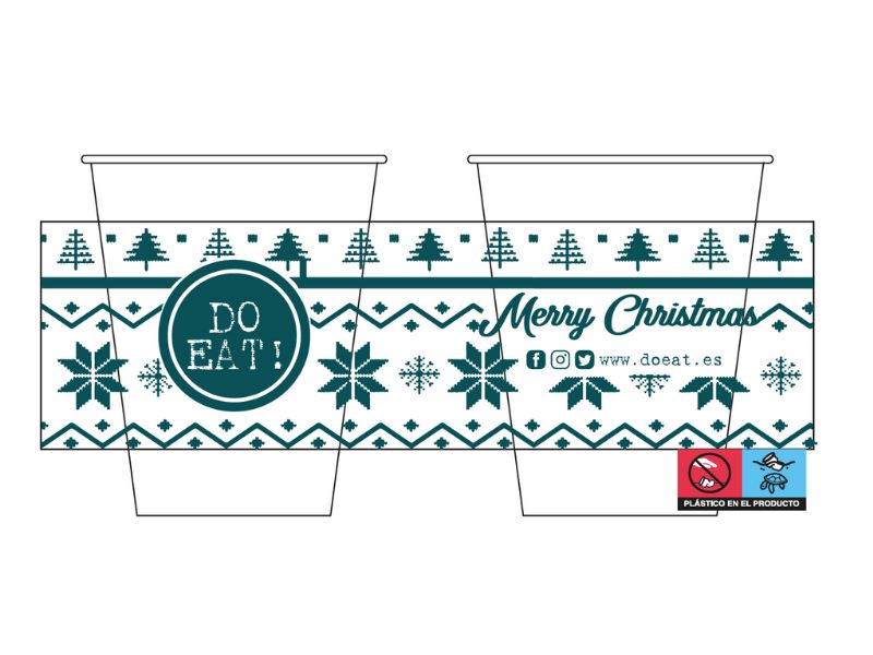 Vaso de cart&oacute;n navide&ntilde;o 8 oz Do Eat Merry Christmas