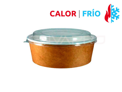 TARRINA CARTÓN CKB KRAFT/BLANCO CON TAPA PP 32 oz. 1000 ml.