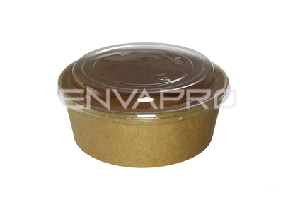 ENSALADERA BASE KRAFT/KRAFT CON TAPA RPET ANTIVAHO 25 oz 750 ml.
