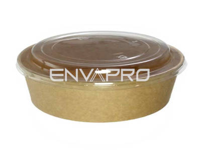 ENSALADERA BASE KRAFT/KRAFT CON TAPA RPET ANTIVAHO 32 oz 1000 ml.
