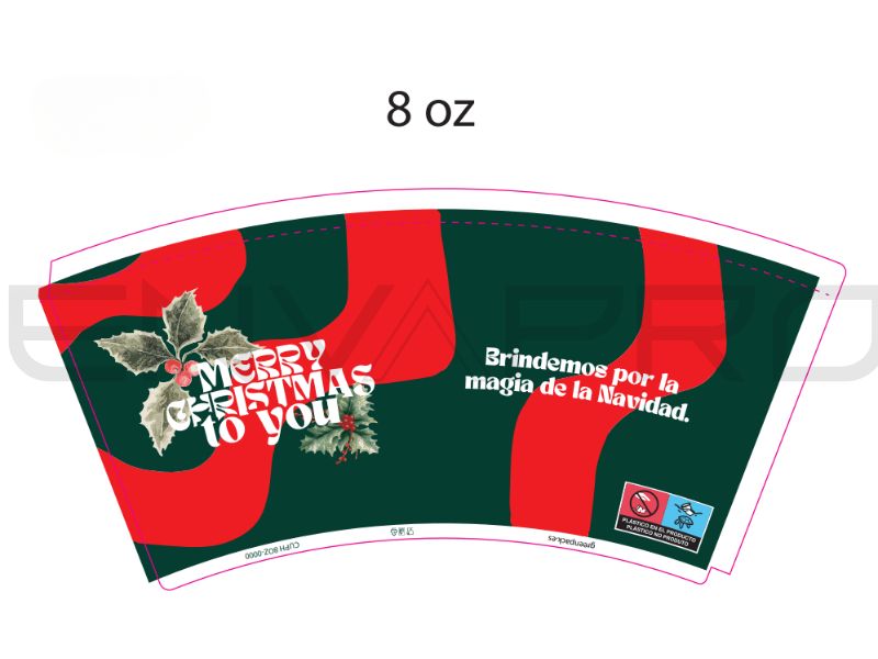 VASO CARTÓN DECORADO NAVIDAD 2024 8 oz 237 ml