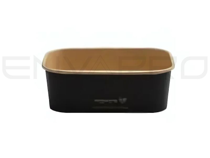 ENSALADERA RECTANGULAR CARTÓN DISEÑO NEGRO 24 oz. 750 ml. SIN TAPA