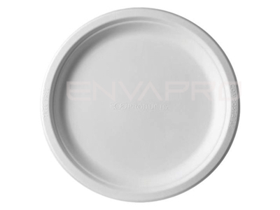 PLATO REDONDO BAGAZO CAÑA DE AZUCAR BLANCO COMPOSTABLE 253 mmØ