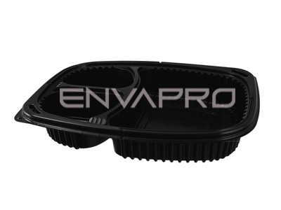 ENVASE RECTANGULAR NEGRO 3 HUECOS 1250 ML
