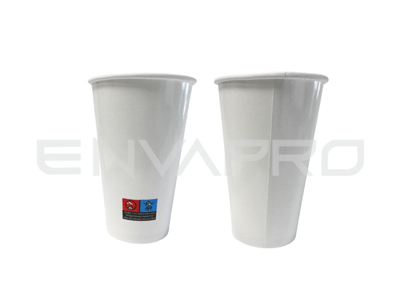 VASO DE CARTÓN BLANCO CON BRILLO 16 oz. 480 ml. BOCA  90 mmØ