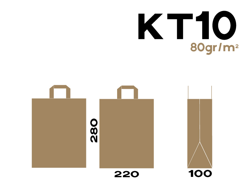 BOLSA PAPEL ASA PLANA  KRAFT  220x100x280 mm 80 GR