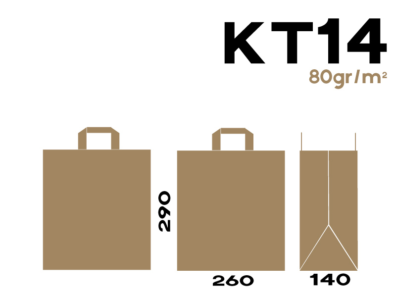 BOLSA PAPEL ASA PLANA  KRAFT  260x140x290 mm 80 GR